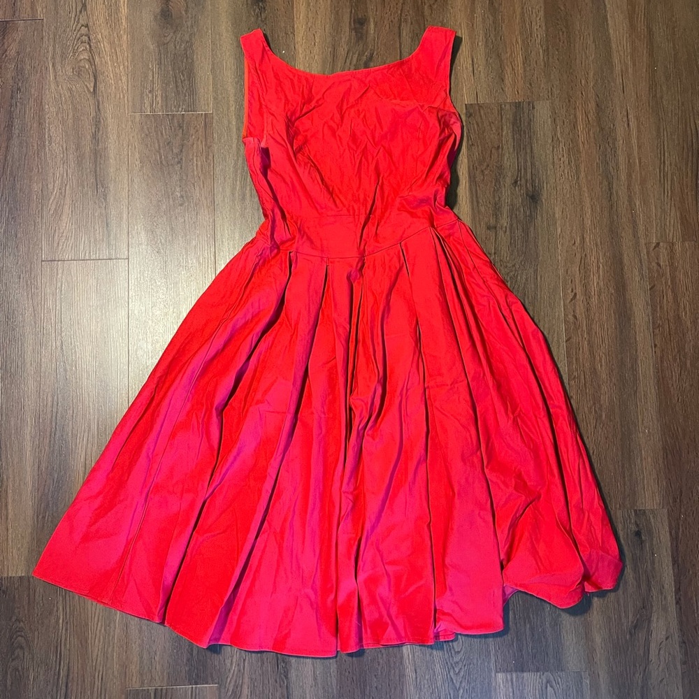 SOLD Unique Vintage Miss Lulo Red Swing Dress